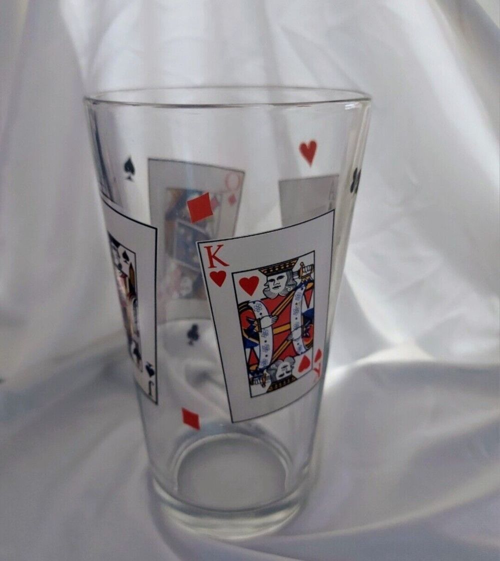 Vintage Mid Century Playing Cards Drinking Glass